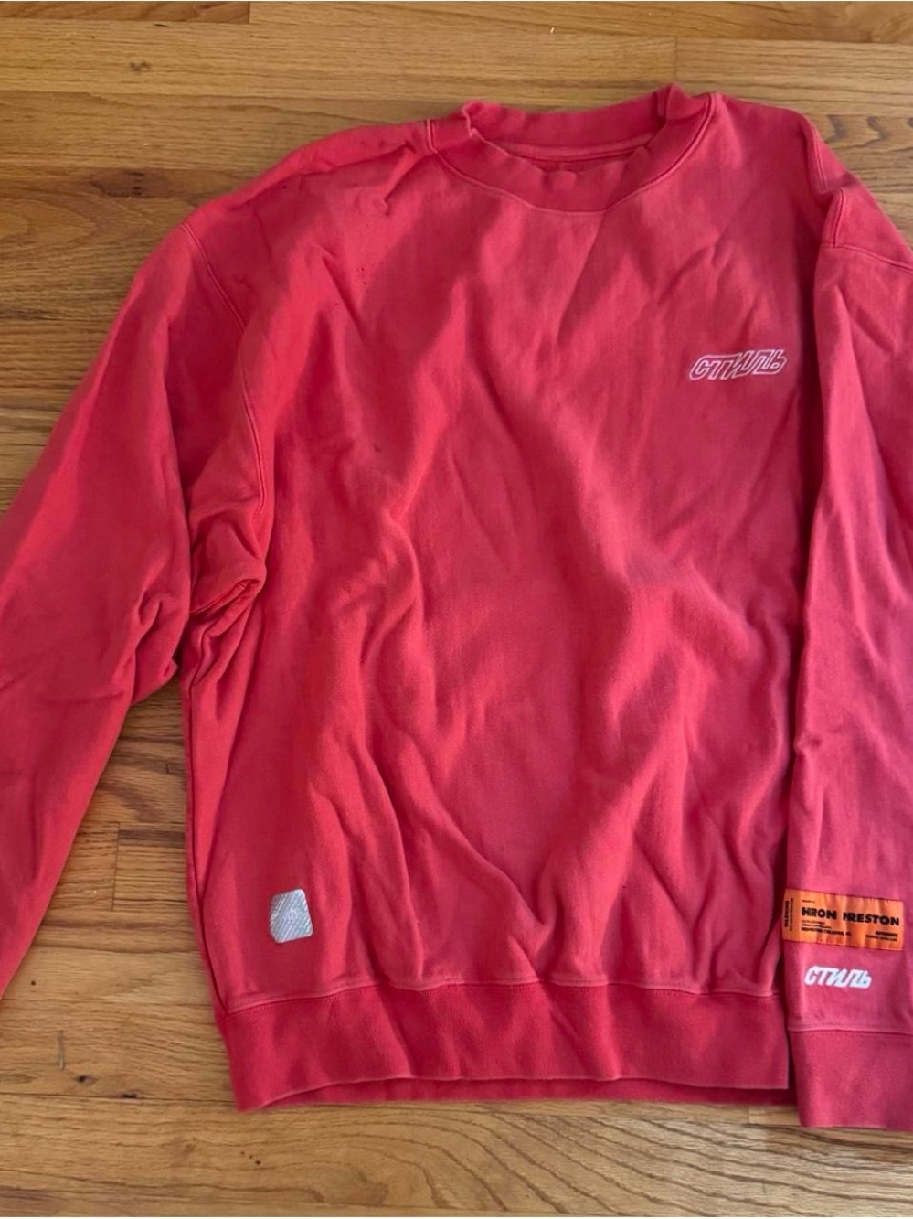 Heron Preston Red Crewneck Sweatshirt with Logo Detail
